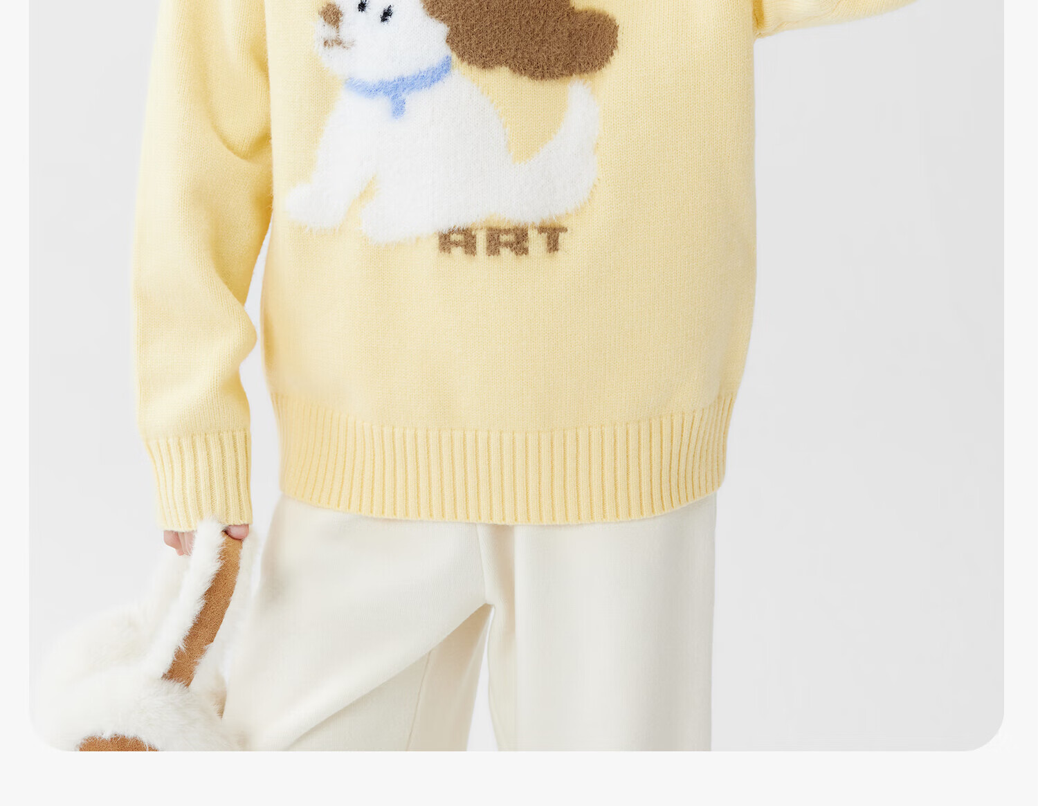 Zuo Xi Girls' Sweater Autumn Winter 2025 New Plush Inner Wear Cute Pet Children's Knitwear Trendy Light Yellow 160 17
